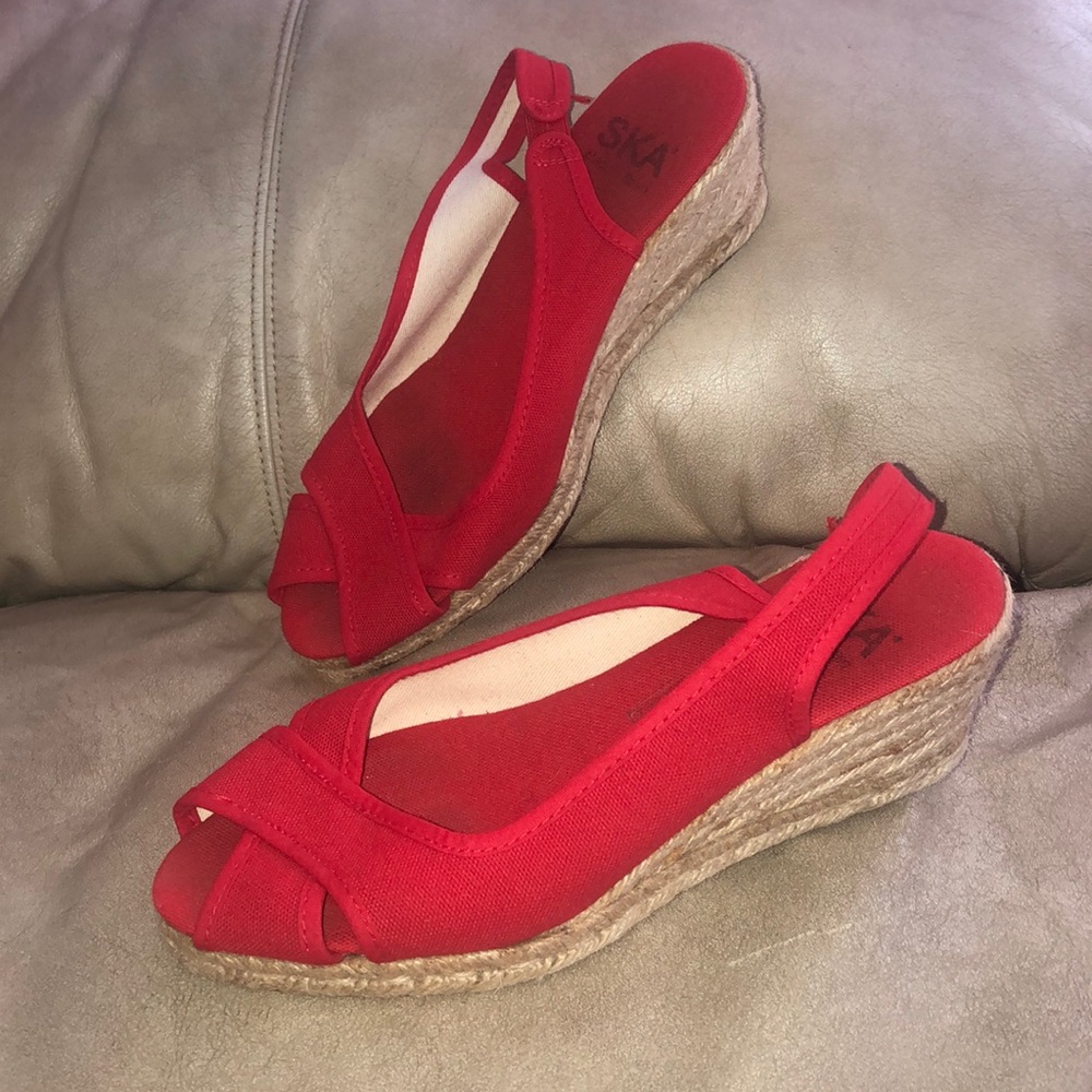 💋 Red Cloth Wedges